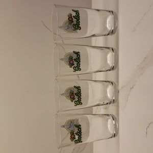 Vintage Set of 4 Grolsch glass Dutch Netherlands 5.25"tall x 3"diam.
